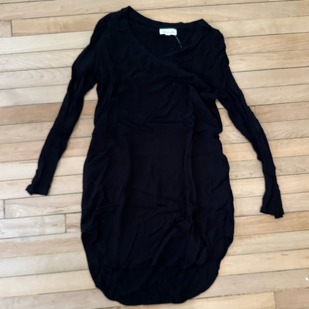 Cloth & Stone Shirt Dress S small Black Shift Long Sleeve